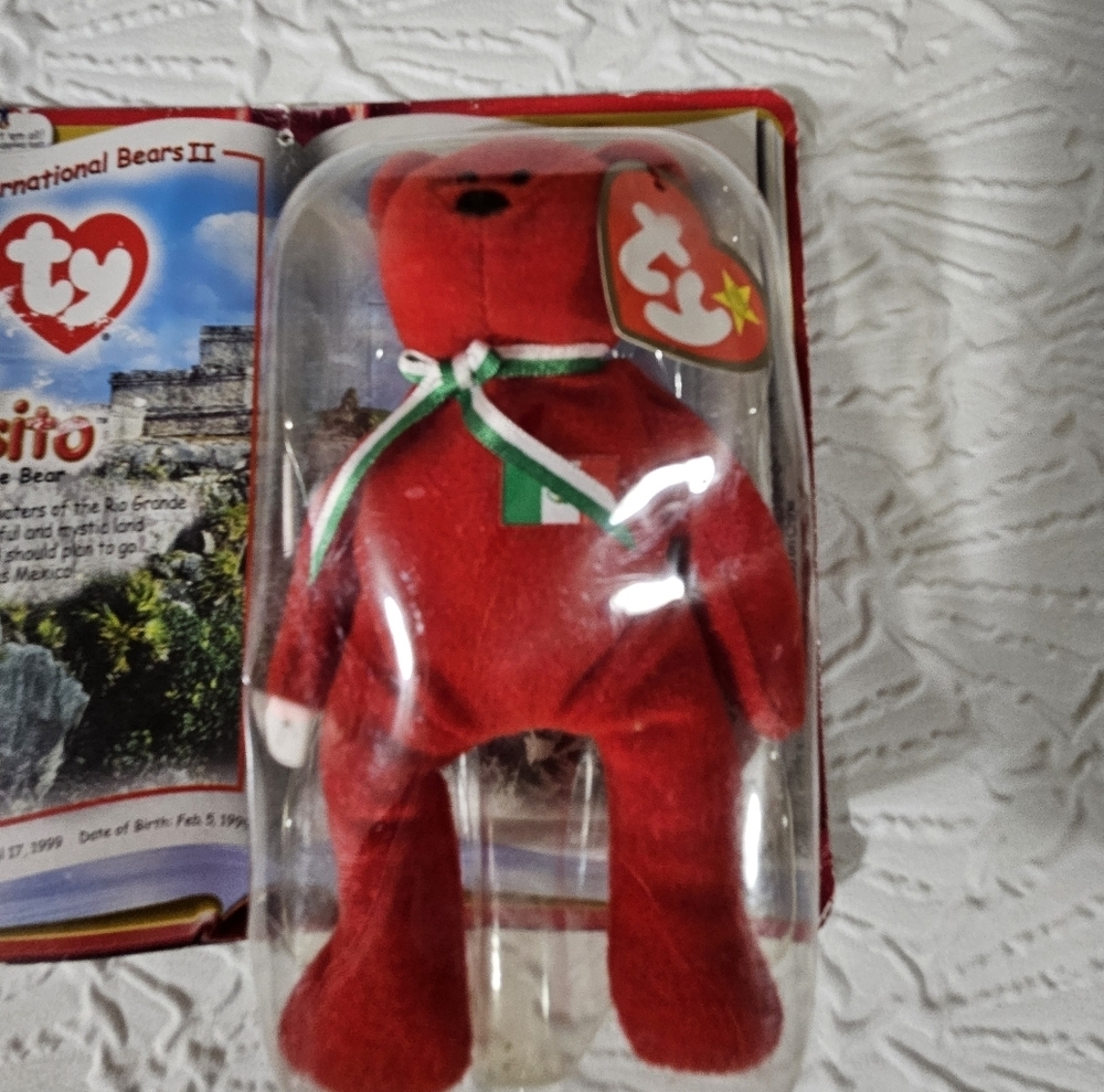 Ty Osito Bear with Green Ribbon New In Package - Picture 3 of 6
